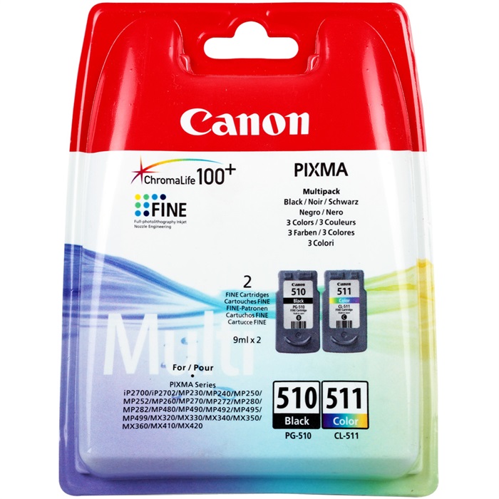 Canon 510 Siyah / 511 Renkli Kartuş (2'li Paket) PG-510 + CL-511