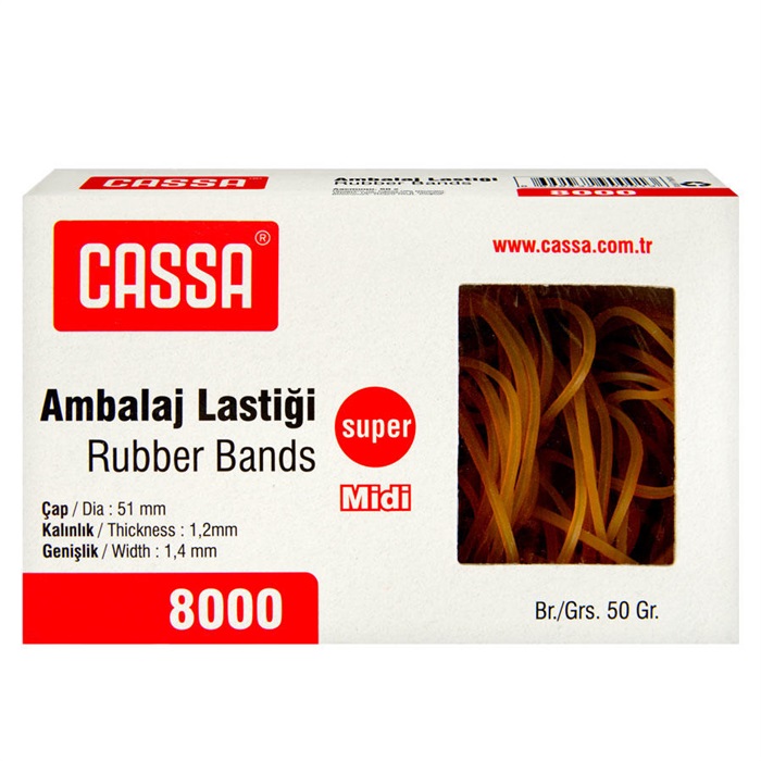 Cassa 8000 Paket Lastiği % 100 Kauçuk 50 gr Midi