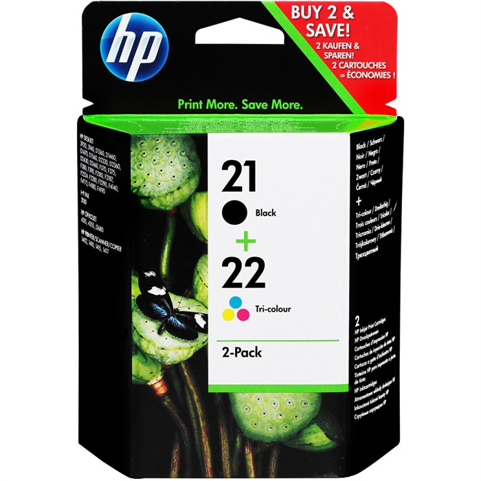 HP 21 Siyah / HP 22 Üç Renkli 2'li Paket Kartuş SD367AE