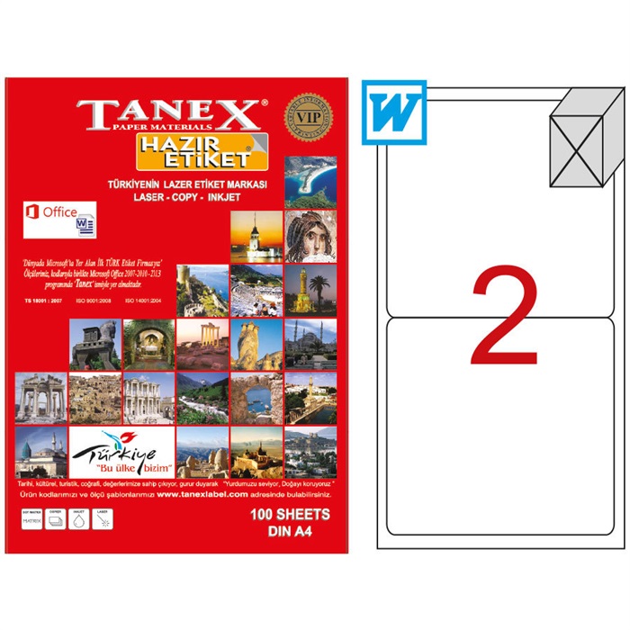 Tanex Tw-2002 Beyaz Sevkiyat ve Lojistik Etiketi 199.6 mm x 143.5 mm