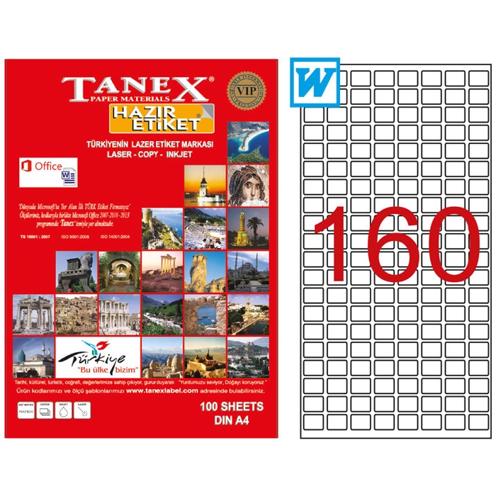 Tanex Tw-2280 Beyaz Etiket 22 mm x 12 mm