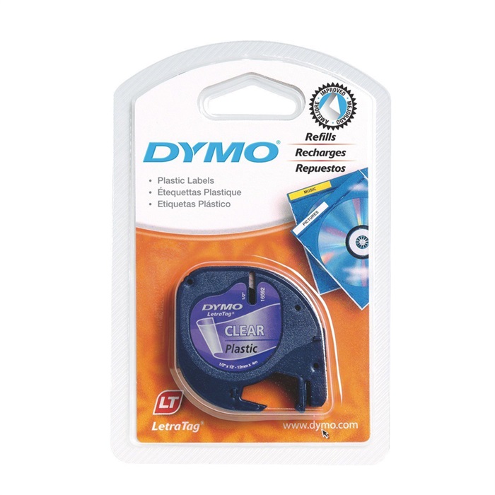 Dymo Letratag Plastik Etiket 12 mm x 4 m Şeffaf