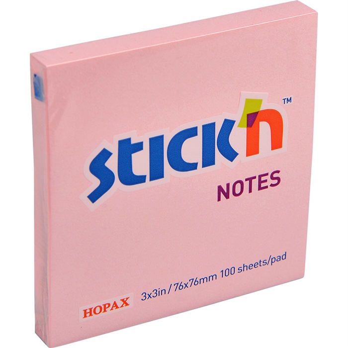 Hopax 21148 Yapışkanlı Not Kağıdı 76 mm x 76 mm Pastel Pembe 100 Yaprak