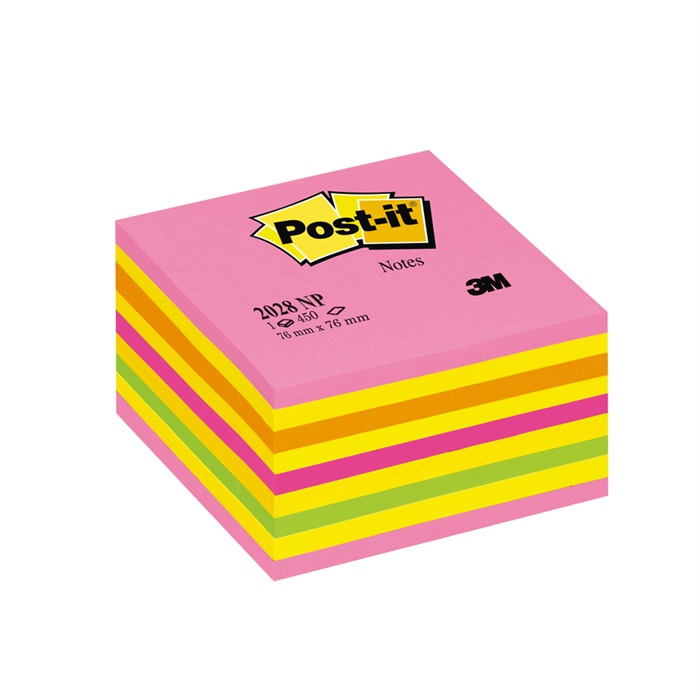 3M Post-it 2028NP Yapışkanlı Not Kağıdı 76 mm x 76 mm Gökkuşağı Pembe Renkler 450 Yaprak