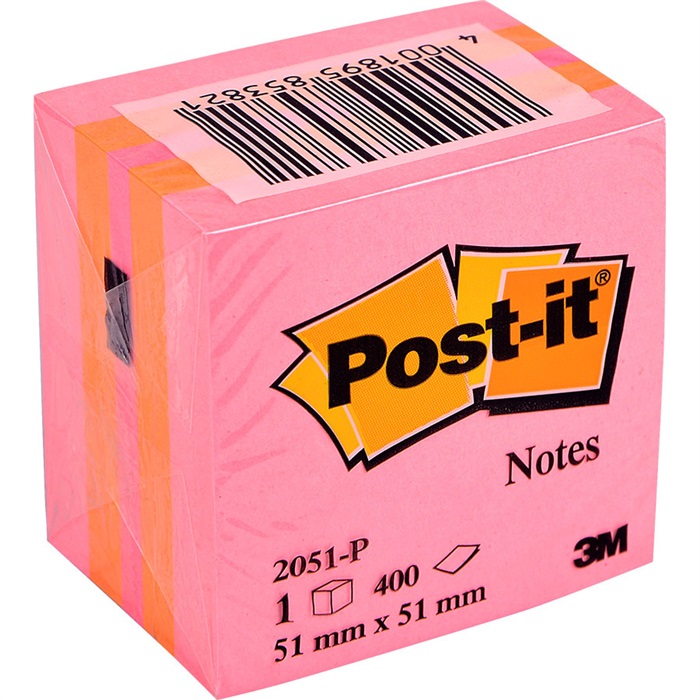 Post-it 2051P Yapışkanlı Not Kağıdı Mini Küp 51 mm x 51 mm Pembe Tonları 400 Yaprak