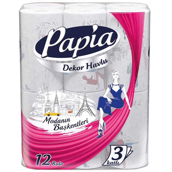 Papia Dekor Kağıt Havlu 12'li Paket