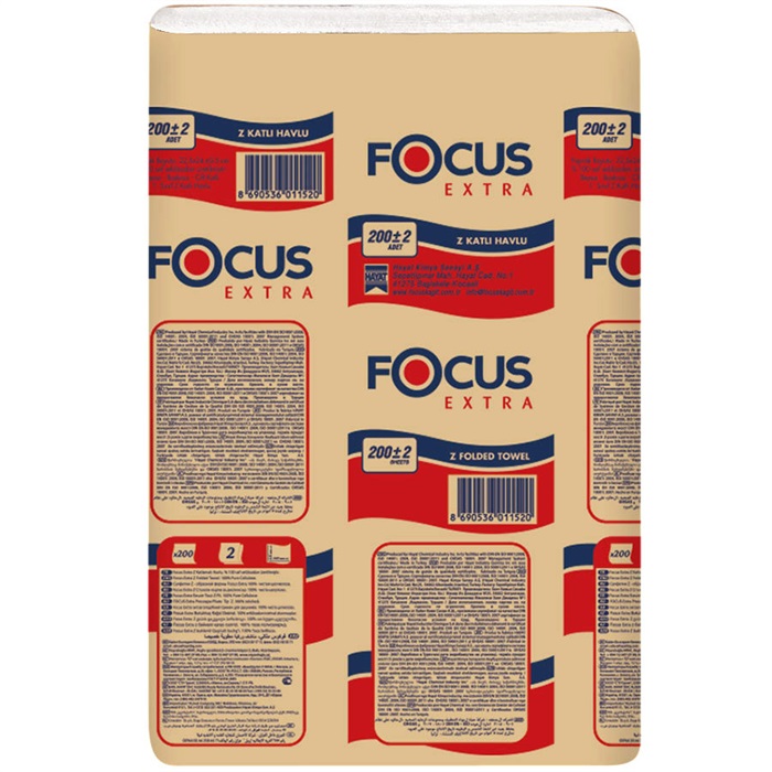 Focus Dispenser Havlu Extra Z Katlama 22,5 cm x 24 cm 1 Koli (12 Paket)