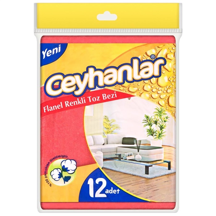 Ceyhanlar Flanel Renkli Toz Bezi 40 cm x 45 cm 12'li Paket