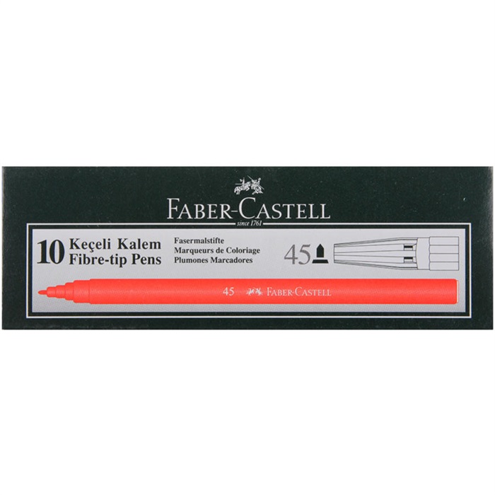 Faber Castell 45 Keçeli Kalem Kırmızı 10'lu Paket